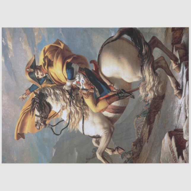 Napoleon Crossing the Alps, Jacques-Louis David Tissue Paper (Front)