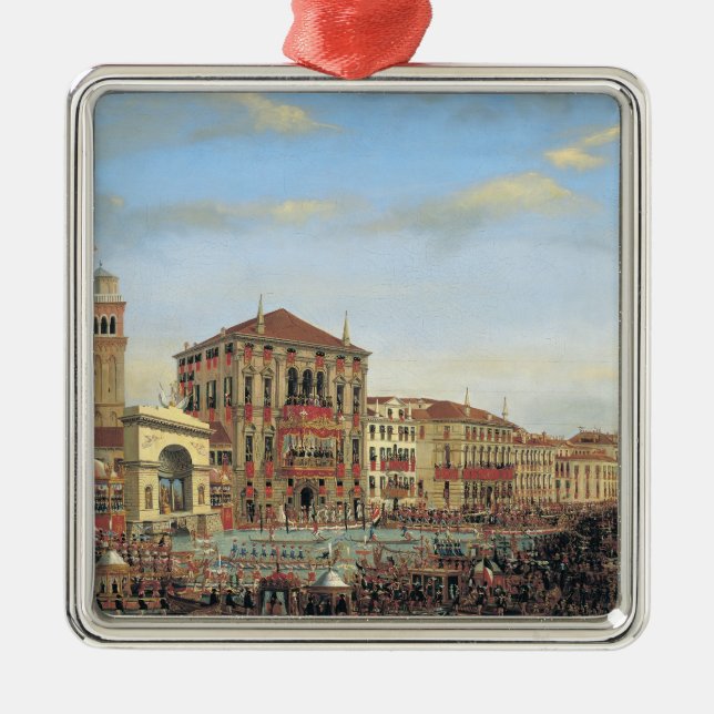 Napoleon I  Presiding over a Regatta in Venice Metal Ornament (Front)