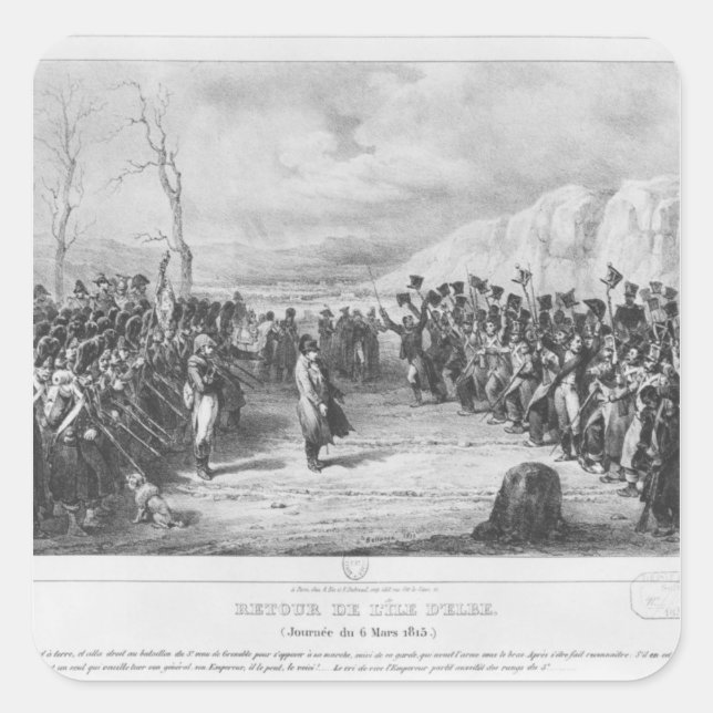 Napoleon I  returning from Elba Square Sticker (Front)