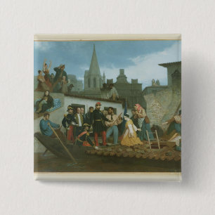 Napoleon III Visiting Flood Victims of 15 Cm Square Badge
