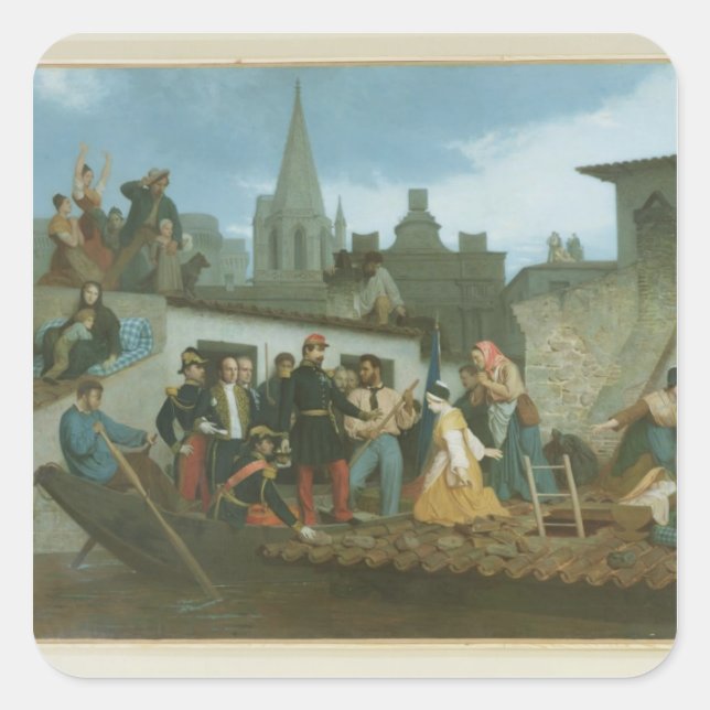 Napoleon III  Visiting Flood Victims of Square Sticker (Front)