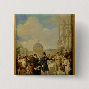 Napoleon III Visiting the Works at the Louvre 15 Cm Square Badge