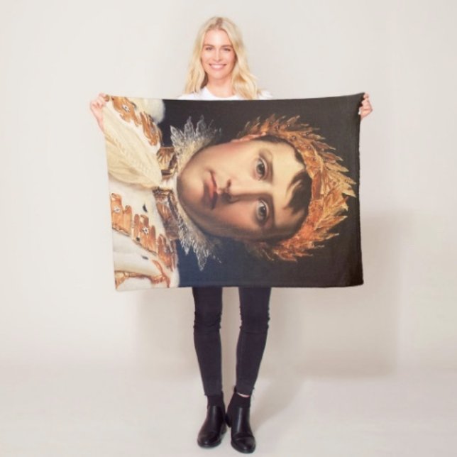 Napoleon Laurel-Wreath Crowned Hero Fleece Blanket (Napoleon’s Portrait  Design blanket - soft and colourful available  in 3 different sizes. )