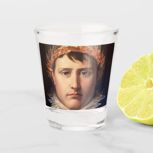 Napoleon Laurel-Wreath Crowned Hero  Shot Glass (Front)