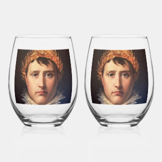 Napoleon Laurel-Wreath Crowned Hero     Stemless Wine Glass