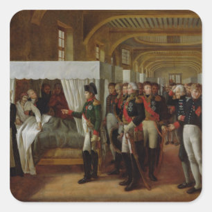Napoleon visiting the Infirmary of Invalides Square Sticker