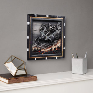 Napoleonic Cavalry Horse Rushing Square Wall Clock