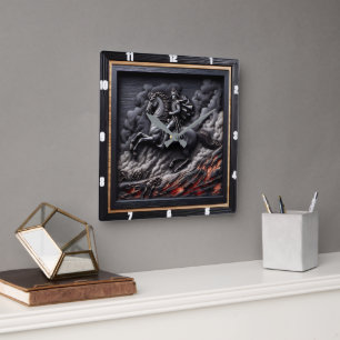 Napoleonic Cavalry Steed Racing Square Wall Clock