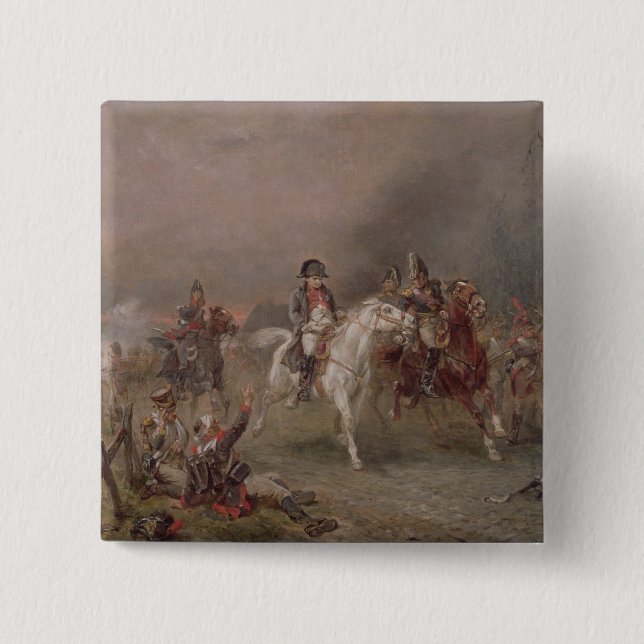 Napoleon's Retreat (oil on canvas) 15 Cm Square Badge (Front)