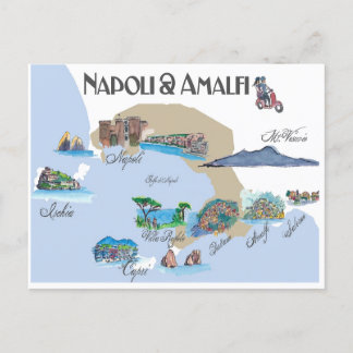 Napoli and Amalfi Coast in Italy  Postcard