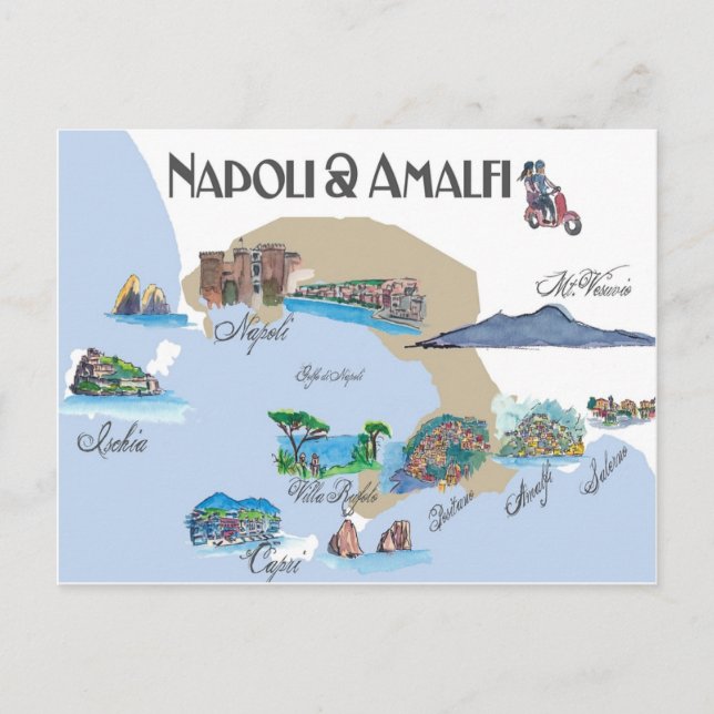 Napoli and Amalfi Coast in Italy  Postcard (Front)