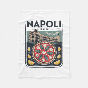 Napoli Italia Souvenir Naples Italy Pizza And Trav Fleece Blanket