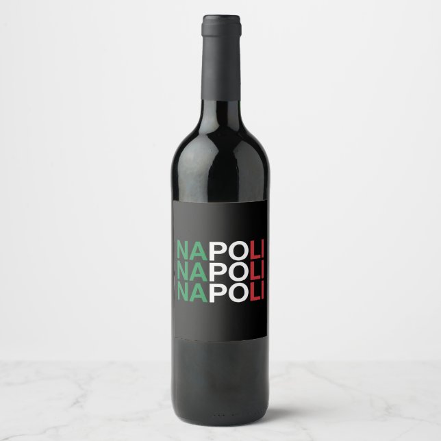 NAPOLI Italian Flag Wine Label (Front)