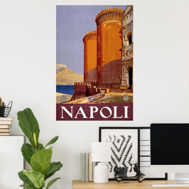 Napoli, Italy, Castel Nuovo Castle Vintage Travel Poster (Home Office)