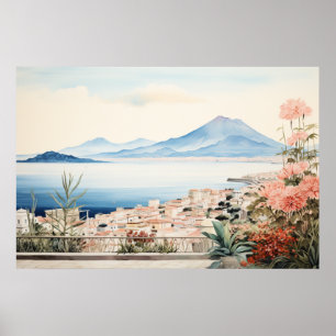 Napoli Serenity: Digital Watercolor Art Prints