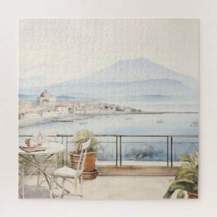 Napoli Serenity: Digital Watercolor Art Prints Jigsaw Puzzle