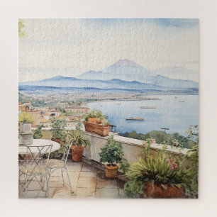 Napoli Serenity: Digital Watercolor Art Prints Jigsaw Puzzle
