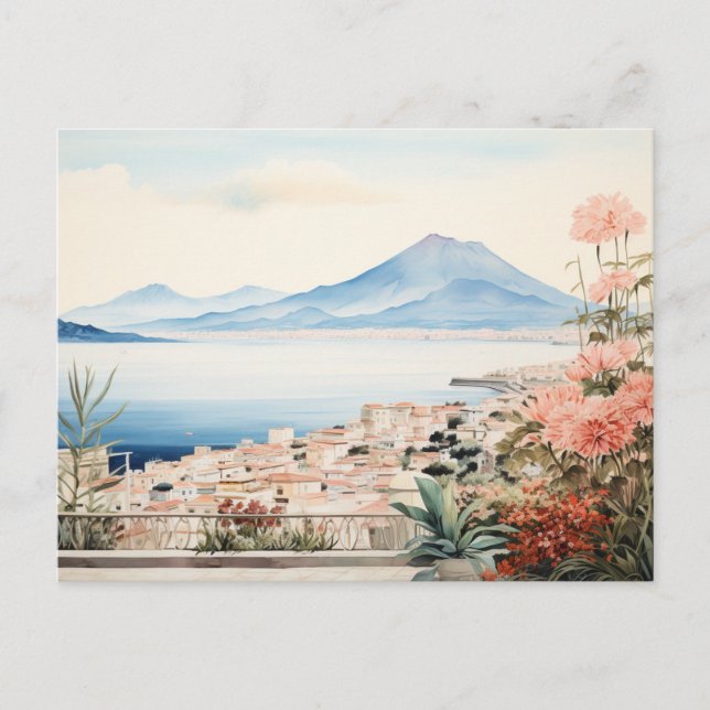 Napoli Serenity: Digital Watercolor Art Prints Postcard (Front)