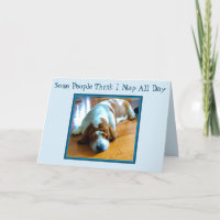 Napping Basset On Funny Birthday Card