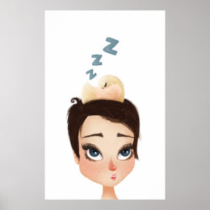 Napping Birdie on a Pixie Poster
