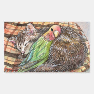 Napping Buddy Rectangular Sticker