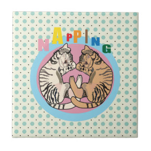 napping cat ceramic tile