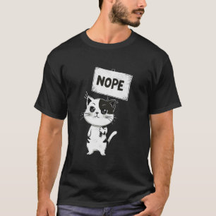 Napping Cat Tee Funny Nope Lazy Cats Lover Cute Ki