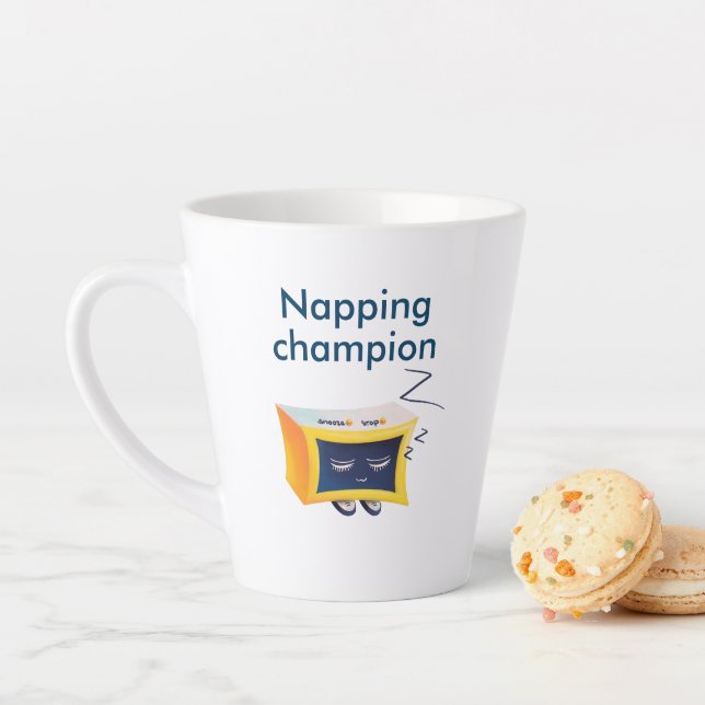 Napping Champion Kawaii Cute Sleeping Alarm Clock Latte Mug (In Situ)