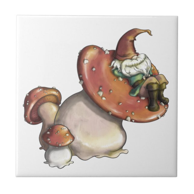 Napping Gnome Ceramic Tile (Front)