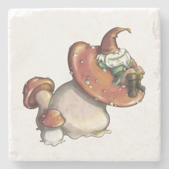 Napping Gnome Stone Coaster (Front)