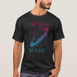 Napping is my therapy sleeping dreaming cosmic cat T-Shirt