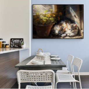 Napping Kittens in the Garden Shed Oil Painting Poster