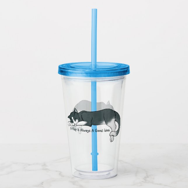 Napping Kitty Acrylic Tumbler (Front)