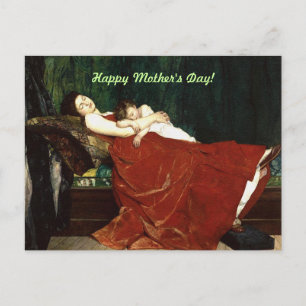 Napping Mother and Child Retro Look Postcard