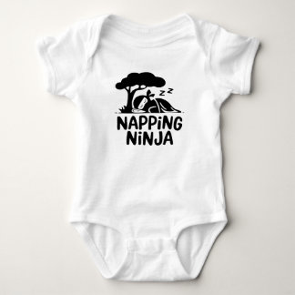 Napping Ninja - Cute Sleepy Ninja Art Funny Sleep Baby Bodysuit
