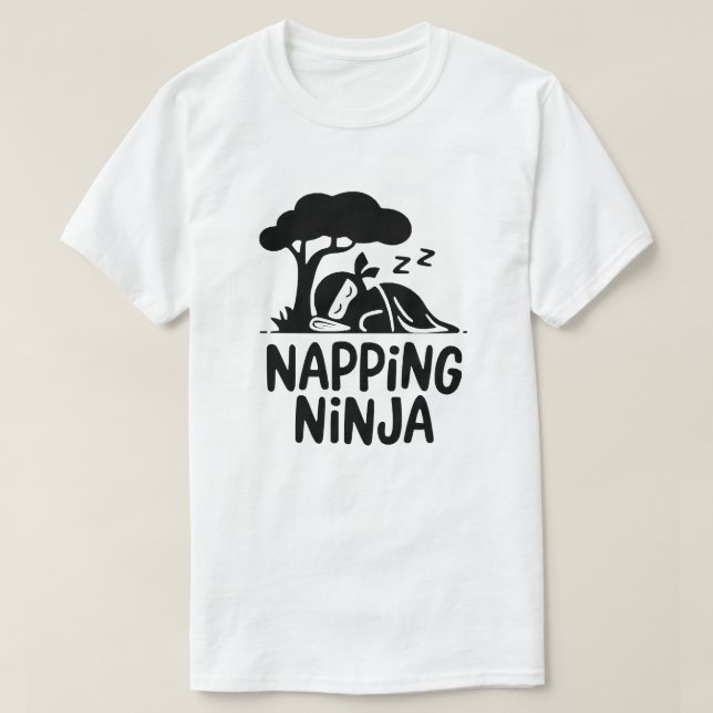 Napping Ninja - Cute Sleepy Ninja Art Funny Sleep T-Shirt (Design Front)