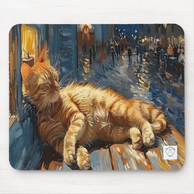 Napping Orange Tabby Mouse Pad (Front)