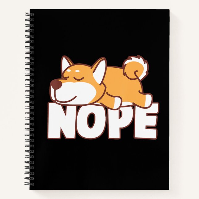 Napping shiba inu | funny nope lazy pet gift notebook (Front)