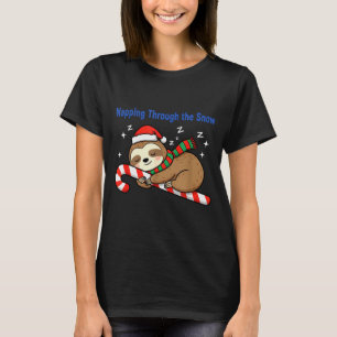 Napping Through The Snow Christmas Sloth Candy Can T-Shirt