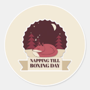 Napping Till Boxing Day Papercut Sleeping Fox Classic Round Sticker