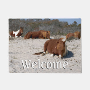 Napping Wild Ponies at Assateague National Park Doormat