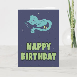 Nappy birthday, funny cute kitten sleeping card