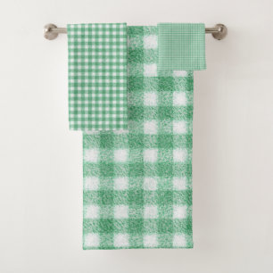 Nappy Mint Green Gingham Bath Towel Set