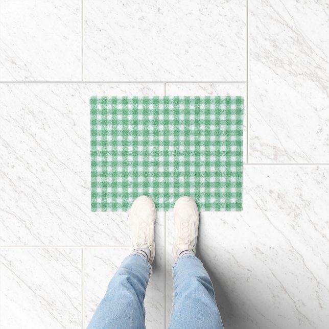 Nappy Mint Green Gingham  Doormat (Indoor)