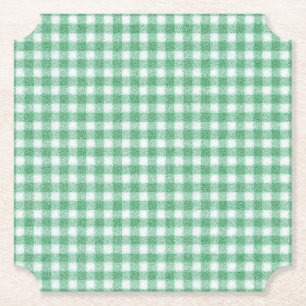 Nappy Mint Green Gingham Paper Coaster