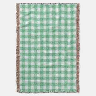 Nappy Mint Green Gingham  Throw Blanket