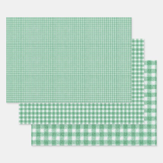 Nappy Mint Green Gingham  Wrapping Paper Sheet (Set)