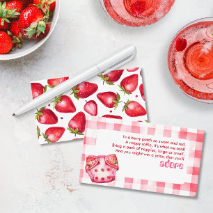 Nappy Raffle Baby Shower Strawberry Gingham Pink  Enclosure Card