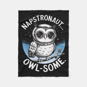 Napstronaut Owl Some Funny Space Cute Owl Fleece Blanket