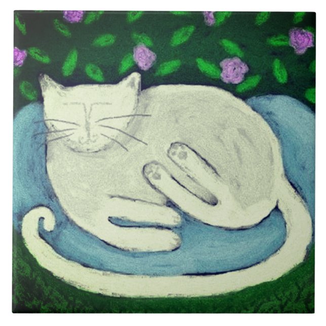Naptime Abstract Pastel Painting Ceramic Tile (Front)